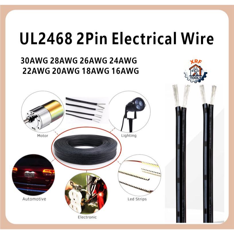 UL2468 2Pin Dây Điện 2Core Cáp Nối Dài 30AWG 28AWG 26AWG 24AWG 22AWG 20AWG 18AWG 16AWG Dây LED Chiếu