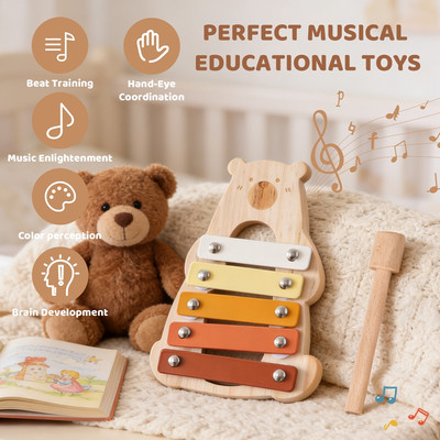 Trẻ Em Xylophone Đồ Chơi Gấu Nhỏ Hình Bé Giáo Dục Sớm Nhạc Cụ Gõ Tay Đàn Piano Nhạc Cụ Quà Tặng Sinh Nhật