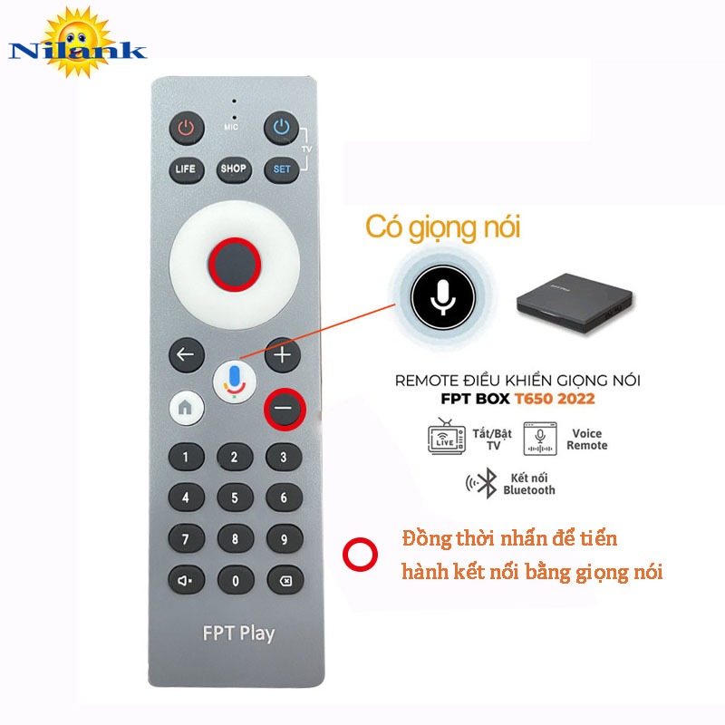 [NiLANK] Remote Điều Khiển TIVI FPT Play BOX Chính hãng Khiển Giọng Nói T650 P650 A650 H650