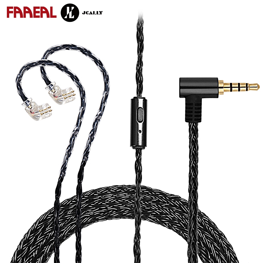 FAAEAL JCALLY JC16S Cáp thay thế tai nghe màu đen 0,75 / MMCX / QDC Đầu nối âm thanh HiFi Dây nâng c
