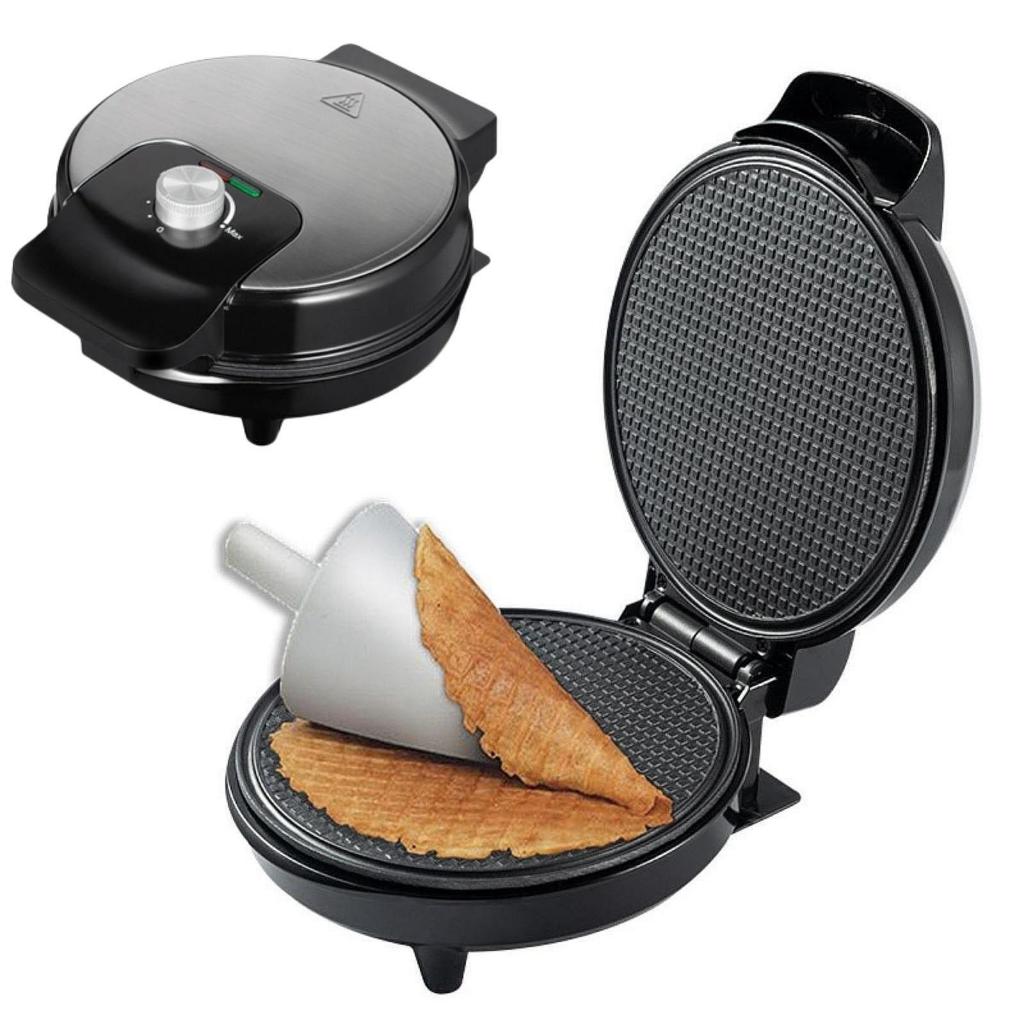 Máy làm bánh quế, Máy làm bánh quế điện Máy cuộn trứng gia dụng Chảo Crepe, Máy làm kem hình nón cho nhà bếp nướng bánh tại nhà