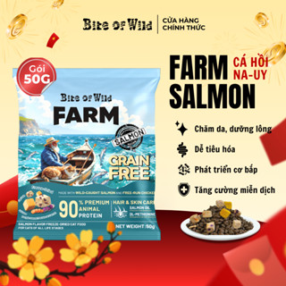 Hạt Mèo Bite Of Wild Farm Cá Hồi Combo 1, 2, 3 Gói 50g , 90% Cá Ngừ, Hỗ Trợ Tiêu Hóa, Chăm Da & Lông