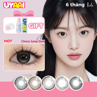 【 Mua 1 được 3 】 UYAAI Kính Áp tròng MCK1 0,00 Độ (1 cặp + 60ml Nước Ngâm + 1 khay) lens Mắt Choco Jump nâu đen