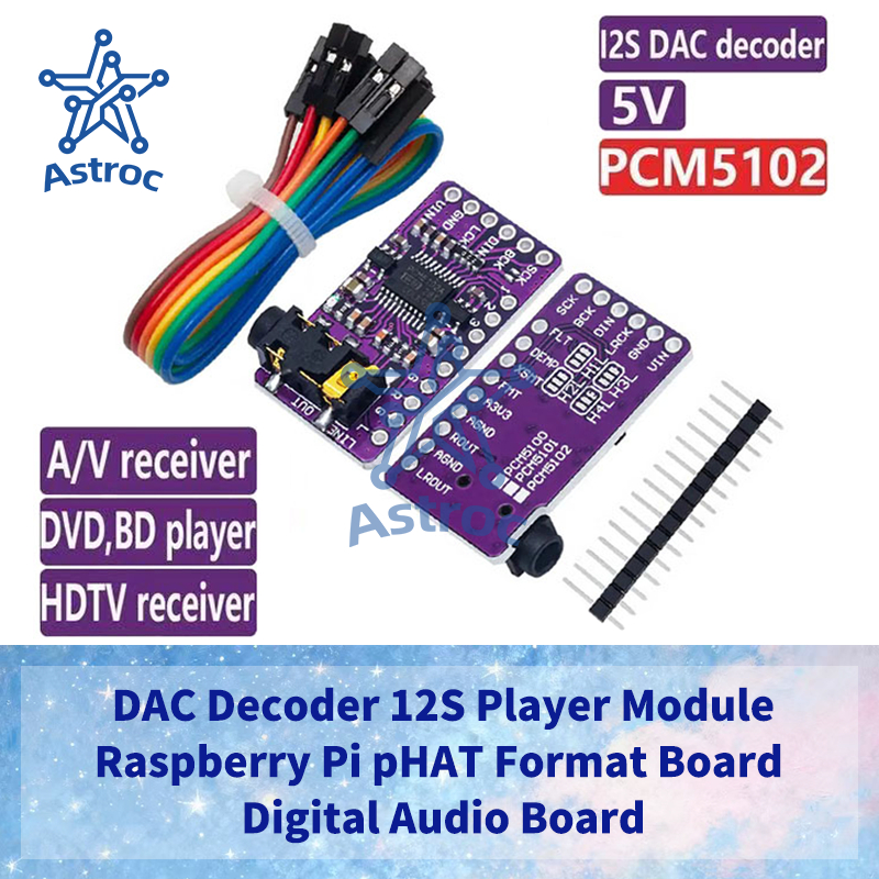 Giao diện 1 / 3 / 5 CÁI I2S PCM5102A Bộ giải mã DAC GY-PCM5102 Mô-đun máy nghe nhạc I2S cho Raspberr