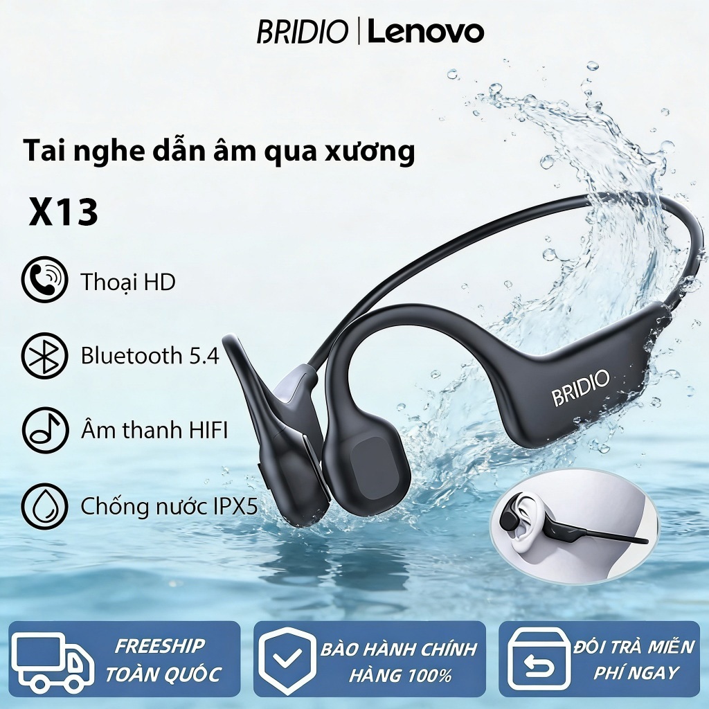 Tai nghe Bluetooth không dây dẫn xương IPX5 Hỗ trợ chống nước Cuộc gọi thoại Bơi thể thao | BigBuy360 - bigbuy360.vn