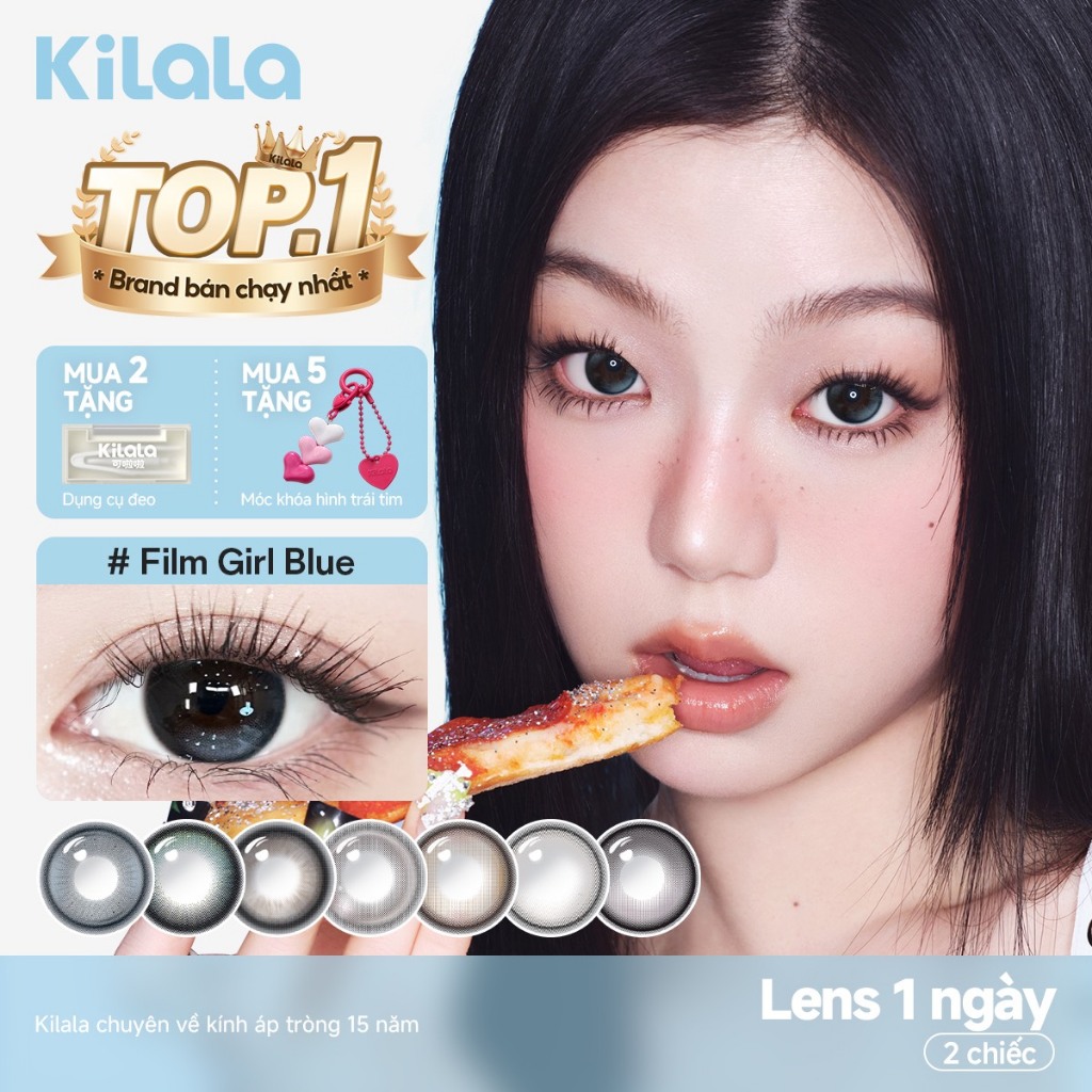 Kính áp tròng Kilala lens 1 ngày màu xám  DIA 14.0mm 14.2mm 14.5mm Filmgirl Blue  Lychee Grey  Heroi