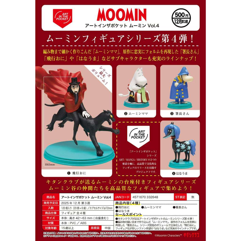 Kitan Kitan Gashapon MOOMIN Trang trí cảnh gia đình số. Búp bê 4 MOOMIN