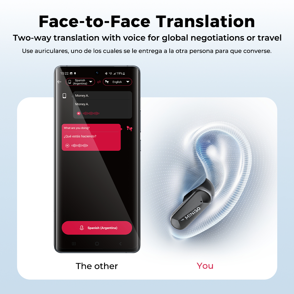 Bảo hành 1 năm Tai nghe dịch thuật ngôn ngữ MINISO MS119 Tai nghe Bluetooth không dây AI Hỗ trợ tai nghe thể thao 135 ngôn ngữ Dịch ngôn ngữ thời gian thực IPX5 Chất lượng âm thanh HiFi chống nước | BigBuy360 - bigbuy360.vn