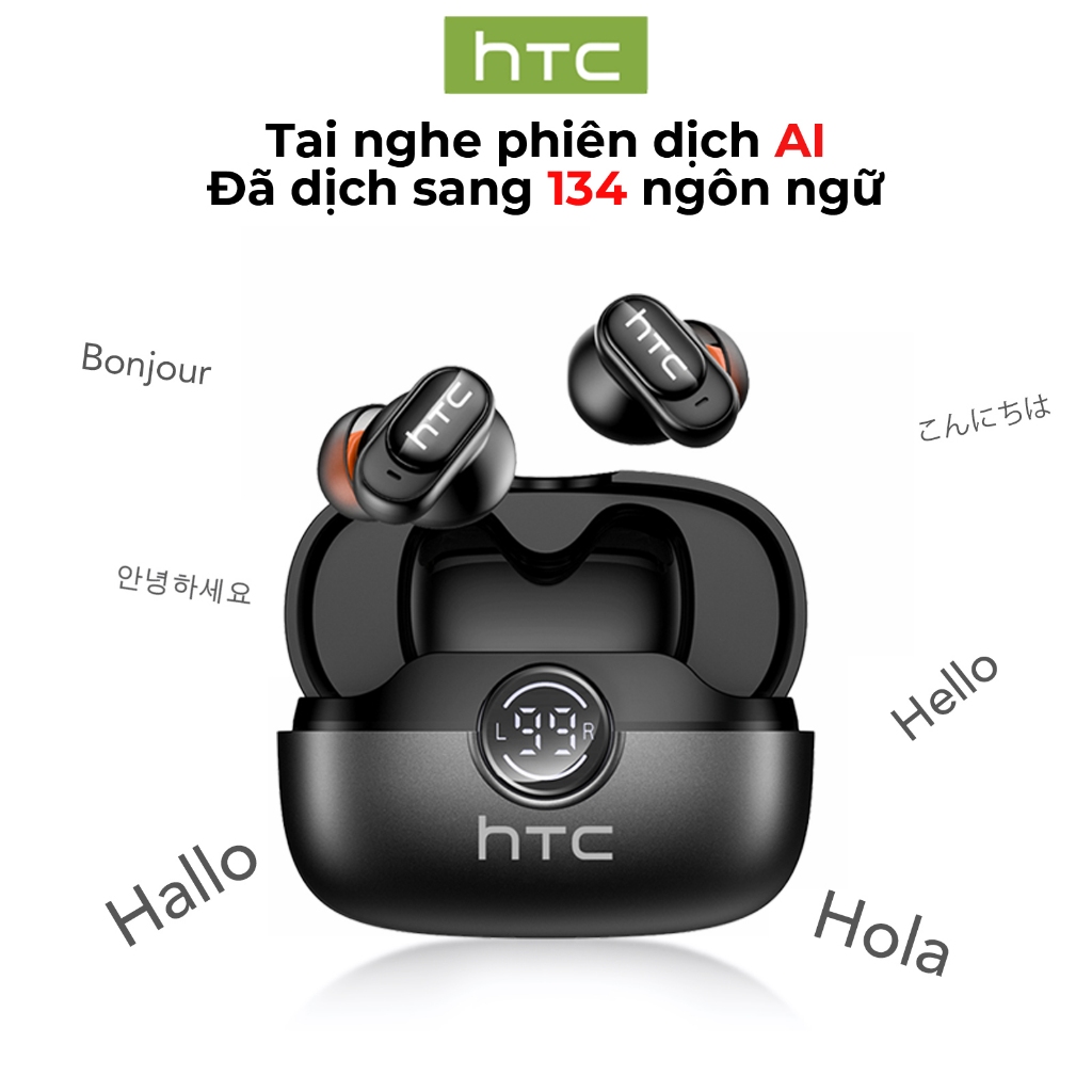 HTC NE79 Tai nghe dịch thuật AI Bluetooth 6.0 Tai nghe không dây Dịch thuật AI thời gian thực Thời lượng pin 72 giờ Micro khử tiếng ồn ENC Chống nước IPX5 Trọng lượng nhẹ. | BigBuy360 - bigbuy360.vn