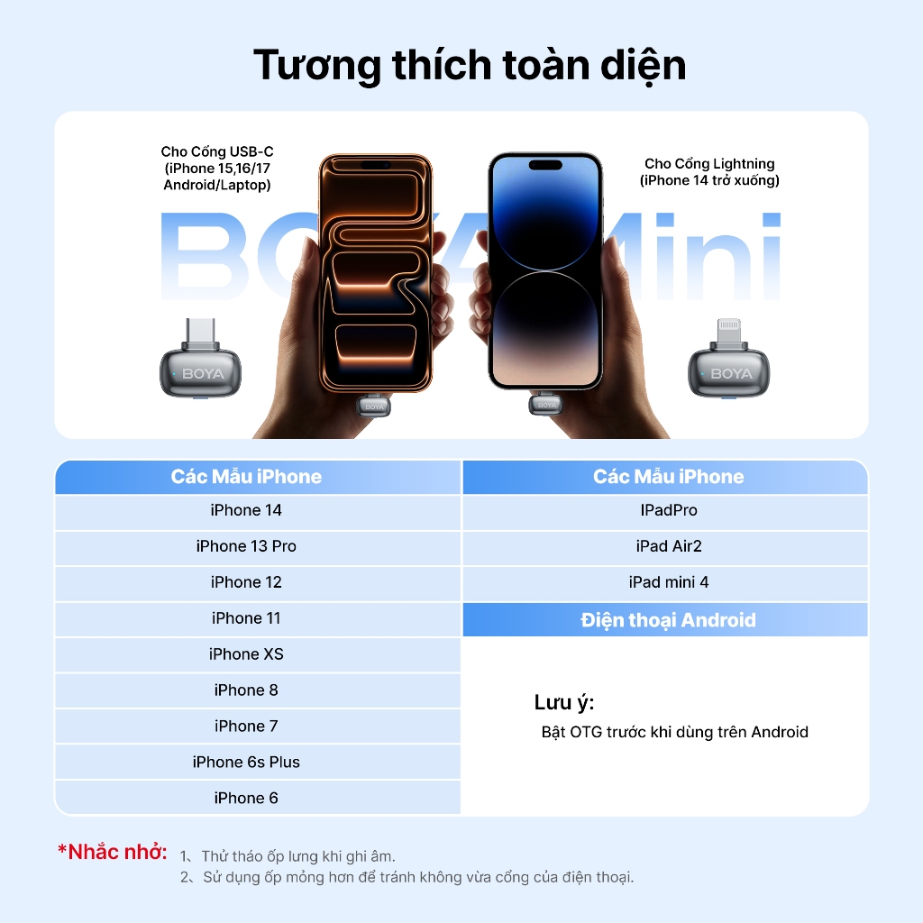 BOYA mini 2 Micro Không Dây Ve Áo AI Khử Tiếng Ồn Mic Siêu Mini Cho Vlogging | BigBuy360 - bigbuy360.vn