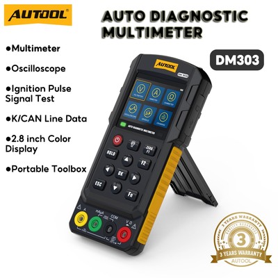 AUTOOL DM303 Ô Tô Chẩn Đoán Đồng Hồ Đo Điện Áp Máy Biến Sóng Đo Dòng Điện Trở Đo Đo Ô Tô Kiểm Tra Mạch Nhiên Liệu Kim Phun Thử Xe Ô Tô Rela