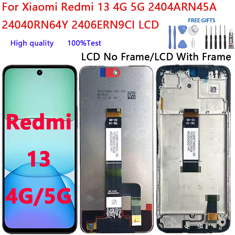 Dành Cho Xiaomi Redmi 13 4G 5G 2404ARN45A 2406ERN9CI Màn Hình Hiển Thị LCD Bộ Số Hóa Cảm Ứng Lắp Ráp