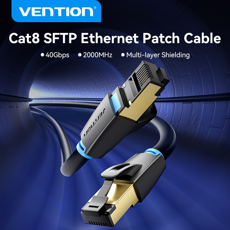 Vention  Cáp Ethernet Cat 8 40Gbps Cáp mạng LAN SFTP Cat8 siêu tốc Đầu nối mạ vàng Dây vá RJ45 cho Modem Laptop PC TVBOX BOX TV