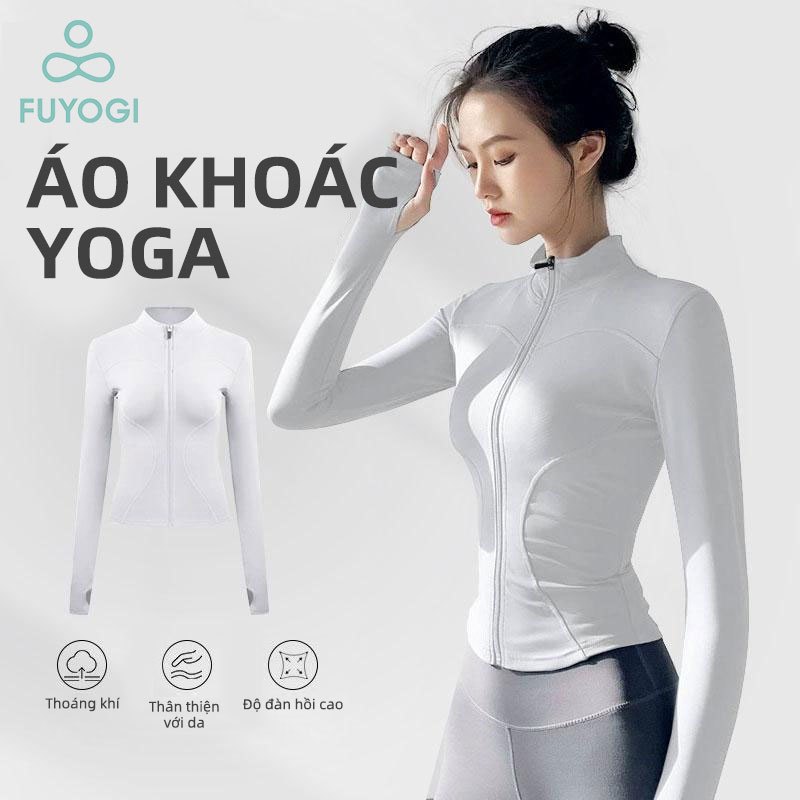 Áo khoác thể thao FUYOGI Dây kéo Yoga Tay dài khô nhanh thoáng khí Áo chạy bộ Trang phục tập thể dục đi xe đạp | BigBuy360 - bigbuy360.vn