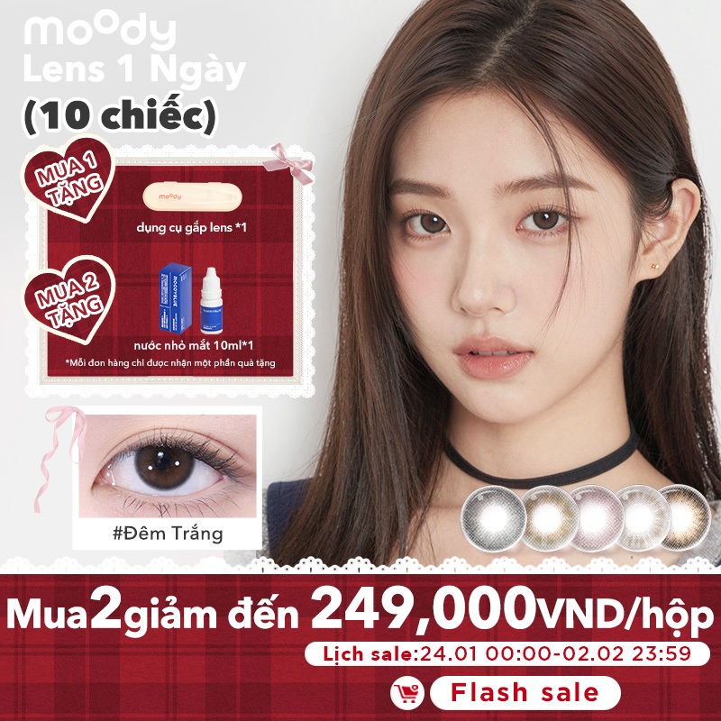 Set 10 chiếc kính áp tròng Moody 14.2mm Nâu Sa Mạc lens 1 ngày thuộc bộ sưu tập  Teenage Daydream