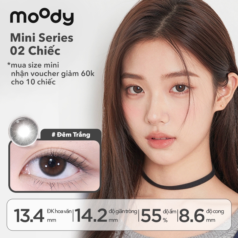 Set 2 chiếc kính áp tròng Moody 14.2mm Nâu Sa Mạc lens 1 ngày thuộc bộ sưu tập Teenage Daydream Mini
