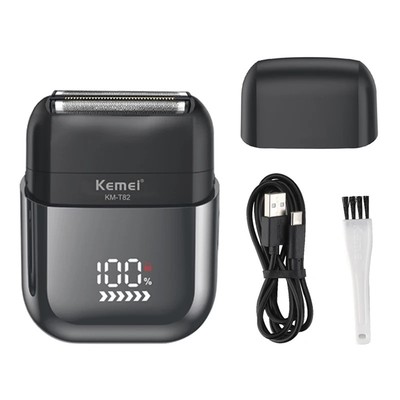 Kemei KM-T82 Mini Lưỡi Dao Cạo Râu LCD Màn Hình Hiển Thị Pin Di Động Lá Điện Dao Cạo Cho Nam Chống Thấm Nước Có Thể Giặt Được Cơ Thể
