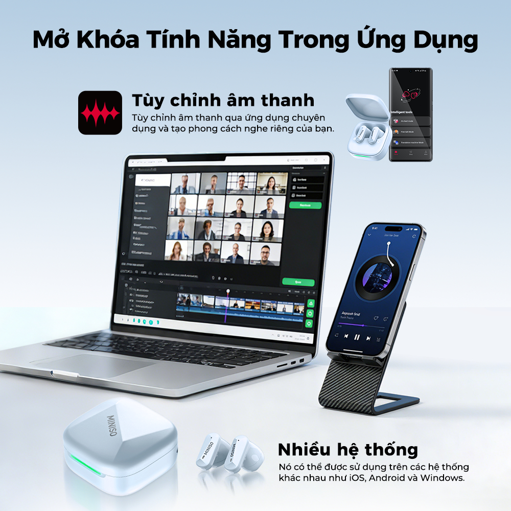 [Mới 2026] MINISO MS119 Tai nghe dịch thuật AI HIFI Tai nghe Bluetooth Hai micrô Giảm tiếng ồn cuộc gọi tai nghe không dây Chống nước IPX5 | BigBuy360 - bigbuy360.vn