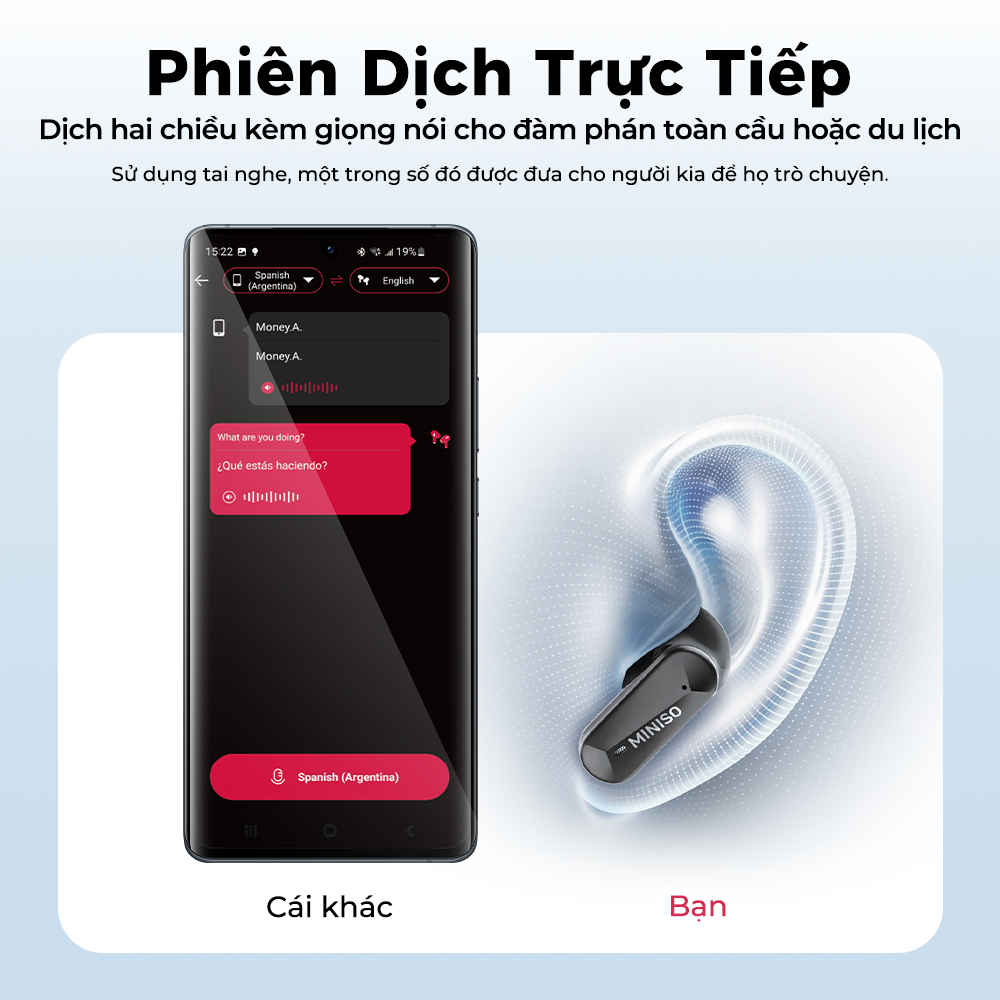 [Mới 2026] MINISO MS119 Tai nghe dịch thuật AI HIFI Tai nghe Bluetooth Hai micrô Giảm tiếng ồn cuộc gọi tai nghe không dây Chống nước IPX5 | BigBuy360 - bigbuy360.vn