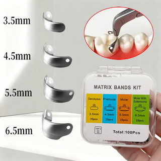 100 Cái / hộp Nha Khoa Phần Đường Viền Ma Trận Dây Kim Loại Ma Trận Ban Nhạc 4 Kích Thước Nha Sĩ Dụng Cụ Nha Khoa Vật Liệu