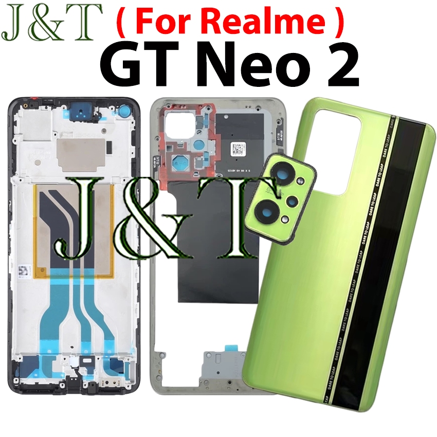 Ốp điện thoại + pin + giữa + nút + trước LCD + camera cho Realme GT Neo2/Neo 2 RMX3370