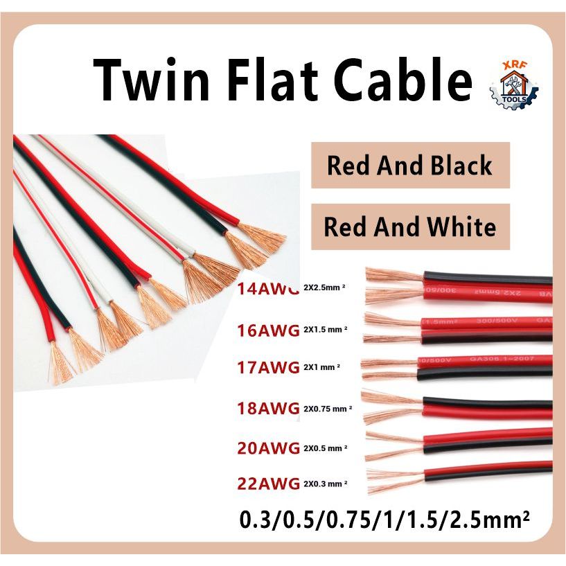 Dây cáp RVB 14AWG 17AWG 18AWG 20AWG 22AWG Dây LED Đỏ Đen 2Pin Dây nối dài cách điện Cáp âm thanh ô t