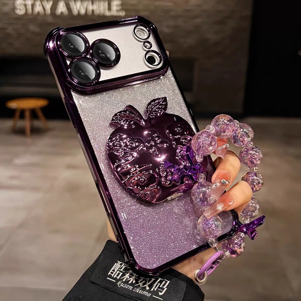 Giá đỡ nhỏ hình vuông trong suốt có dây chuyền ốp điện thoại cho Iphone 17 16 16promax 15 13PROMAX 12 11 14 14 pro 14 pro max ốp điện thoại mềm