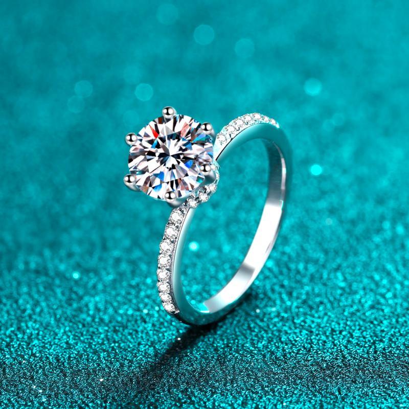Nhẫn nữ bạc X-215 925, 2 Carat Moissanite (Bao gồm chứng chỉ) / Zircon 8mm