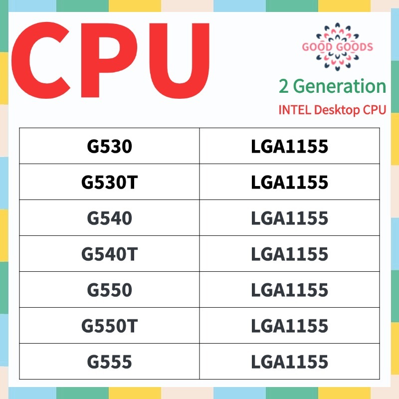 G530 G530T G540 G540T G550 G550T G555 Bộ xử lý INTEL Celeron thế hệ thứ 2 CPU máy tính để bàn LGA115