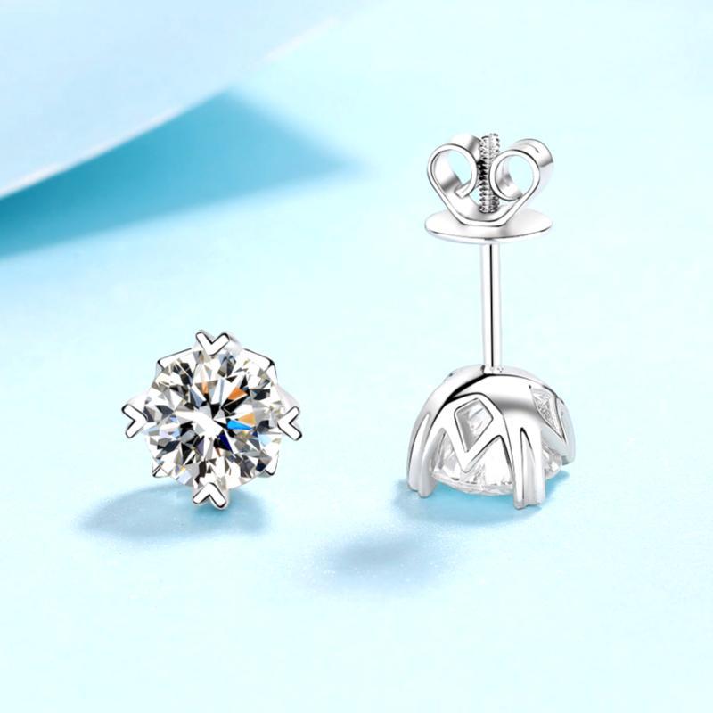 Bông tai nữ loại vít bạc X-265 925, 0,3 Carat / 0,5 Carat / 1 Carat / 2 Carat Moissanite * 2 (Bao gồ