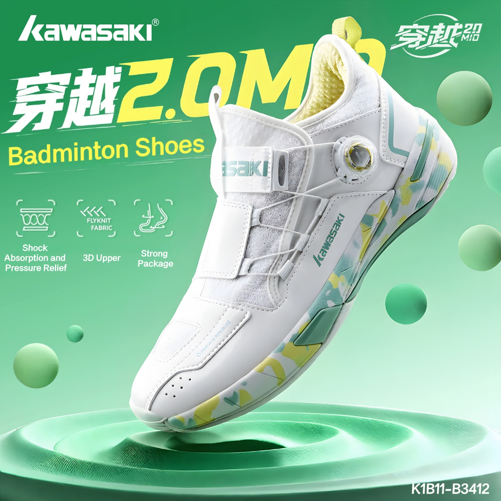 Giày Thể Thao Chuyên Nghiệp Kawasaki Giày Pickleball Hệ Thống Ren Nhanh Bảo Vệ Toàn Diện Thông Qua T