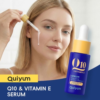 Serum chống lão hóa Q10 & Vitamin E 17ml QUIYUM với Collagen, Vitamin C, Axit Hyaluronic | Dưỡng ẩm sâu, săn chắc và làm sáng da cho mọi loại da