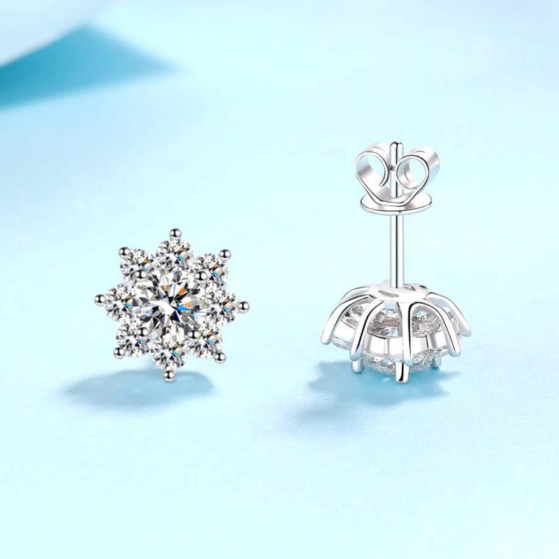 Bông tai nữ bạc X-270 925, 0,3 Carat / 0,5 Carat / 1 Carat Moissanite * 2 (Bao gồm chứng chỉ)