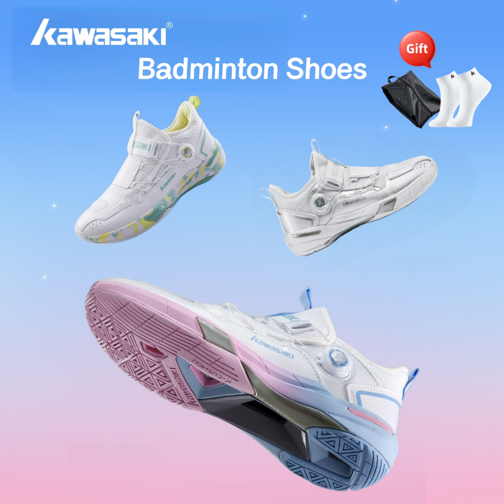 Giày cầu lông thể thao Kawasaki Pick Tennis A3311 Crossing 2.0 & B3412 C32019 Hệ thống buộc dây nhan