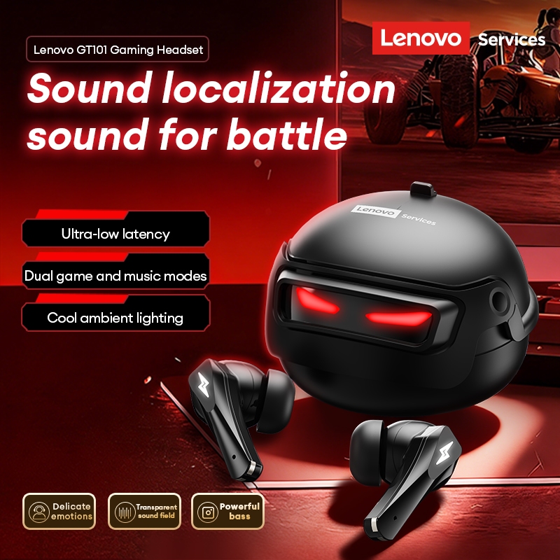 Tai nghe chơi game không dây Lenovo GT101 Bluetooth 6.0 có độ trễ thấp 45ms và thời gian chơi 30h cộng với âm thanh vòm 3D | BigBuy360 - bigbuy360.vn