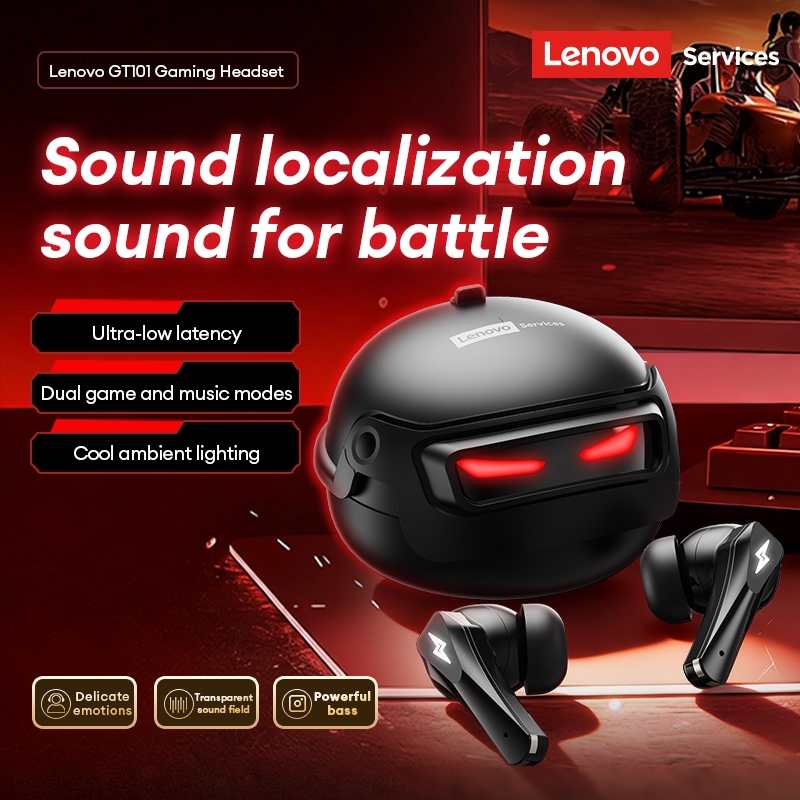 Tai nghe chơi game không dây Lenovo GT101 Bluetooth 6.0 có độ trễ thấp 45ms và thời gian chơi 30h cộng với âm thanh vòm 3D | BigBuy360 - bigbuy360.vn