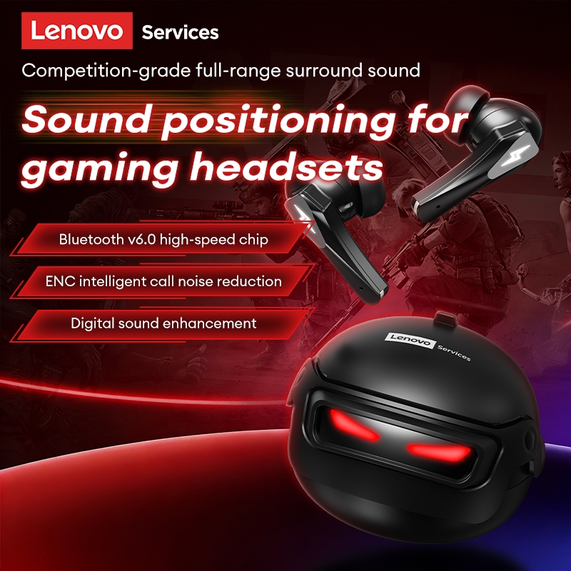 Tai nghe chơi game không dây Lenovo GT101 Bluetooth 6.0 có độ trễ thấp 45ms và thời gian chơi 30h cộng với âm thanh vòm 3D | BigBuy360 - bigbuy360.vn