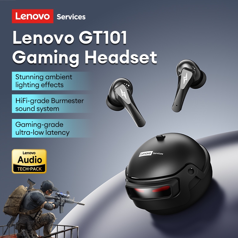Tai nghe chơi game không dây Lenovo GT101 Bluetooth 6.0 có độ trễ thấp 45ms và thời gian chơi 30h cộng với âm thanh vòm 3D | BigBuy360 - bigbuy360.vn
