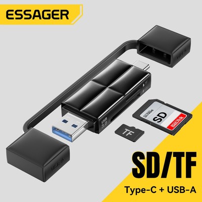 Đầu đọc thẻ Essager USB2.0 / USB3.0 & USB C sang SD TF cho PC Phụ kiện máy tính xách tay Bộ đọc thẻ nhớ thông minh Bộ chuyển đổi thẻ SD