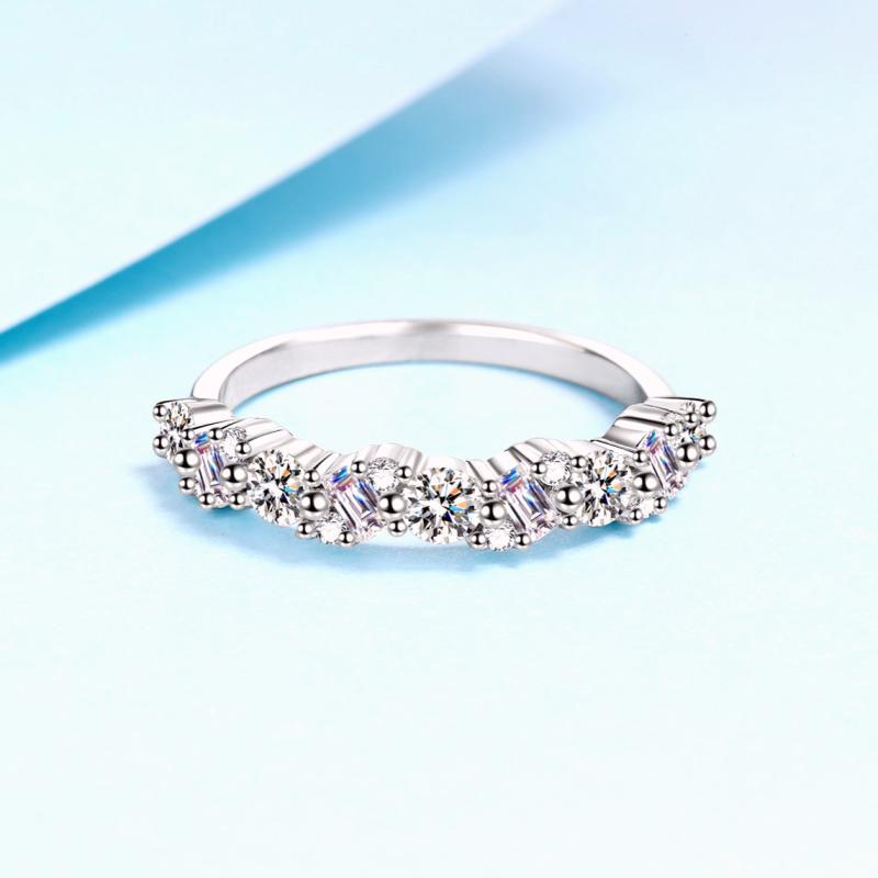 Nhẫn nữ bạc X-299 925, Nhẫn Moissanite nguyên khối 0,9 Carat (không có giấy chứng nhận)