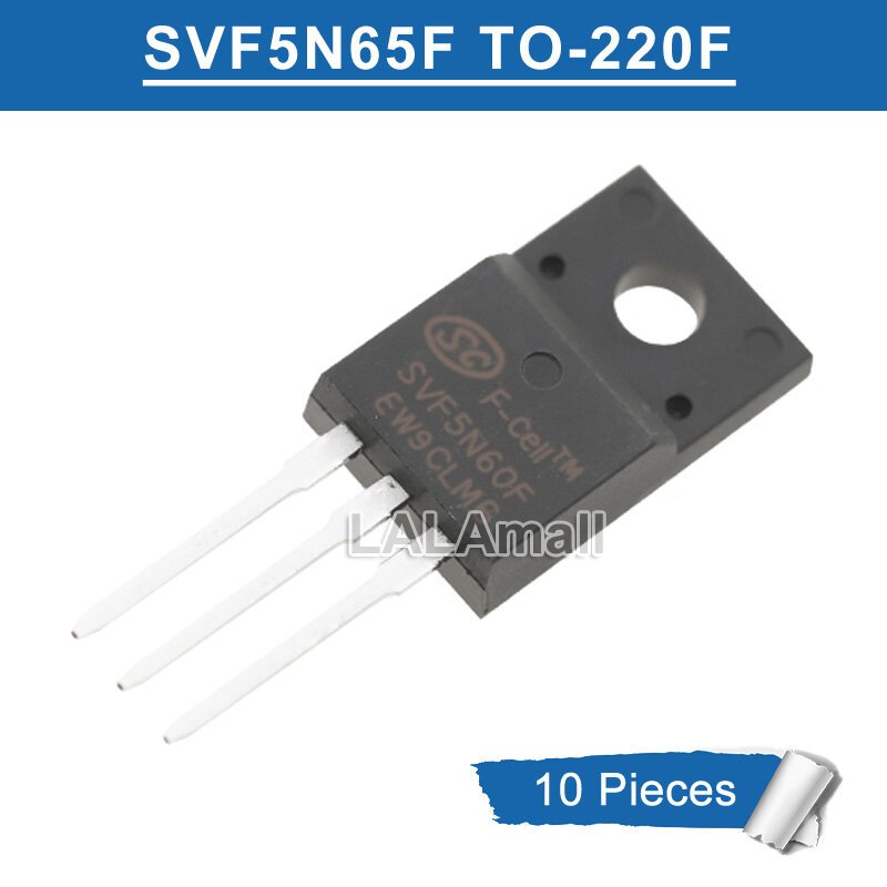 10 chiếc SVF5N60F TO-220F 5A / 600V N-Channel MOSFET Transistor Mới Ban Đầu