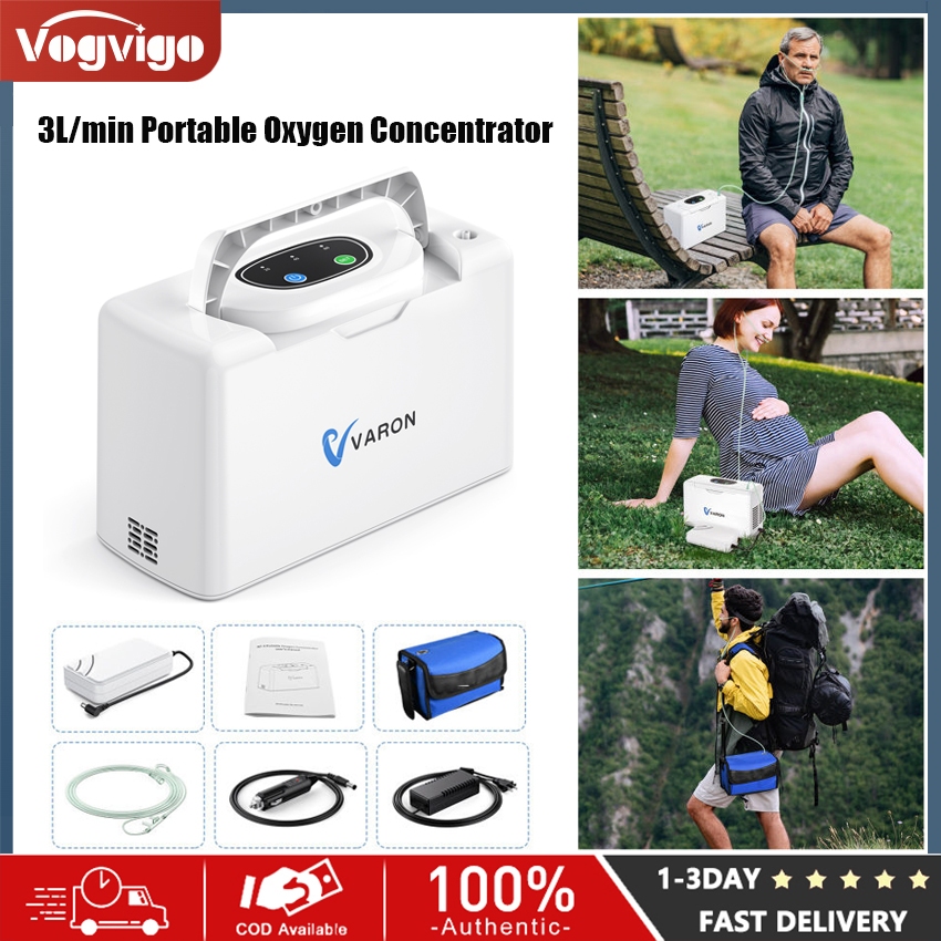 ⚡️Giao hàng tận nơi⚡️ Máy tập trung oxy, Máy tập trung oxy di động 3L / phút với pin Máy tạo oxy Máy thở oxy cho gia đình và du lịch
