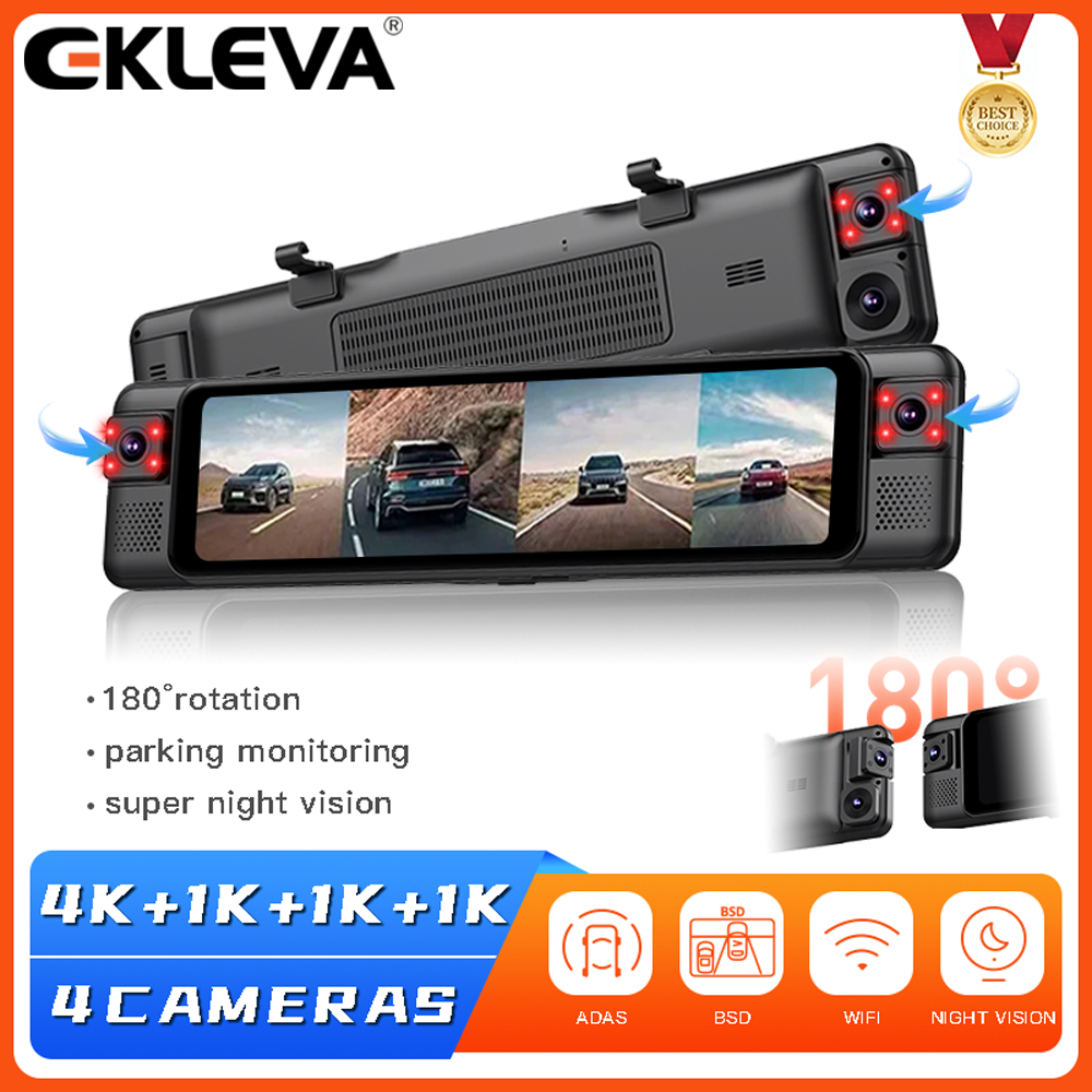 ELKEVA Ultra HD 4K Dash Cam Ghi 4 Kênh 1080P ADAS BSD DVR Xe Ô Tô Ứng Dụng WIFI Gương Chiếu Hậu Tự Đ