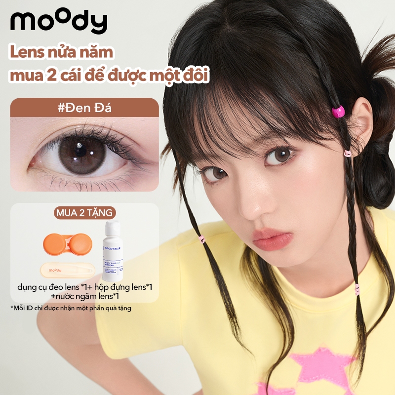 [lens moody 6 tháng - 01 chiếc] Kính áp tròng 6 tháng moody màu Bánh Gạo, có độ cận 0-7, độ giãn trò