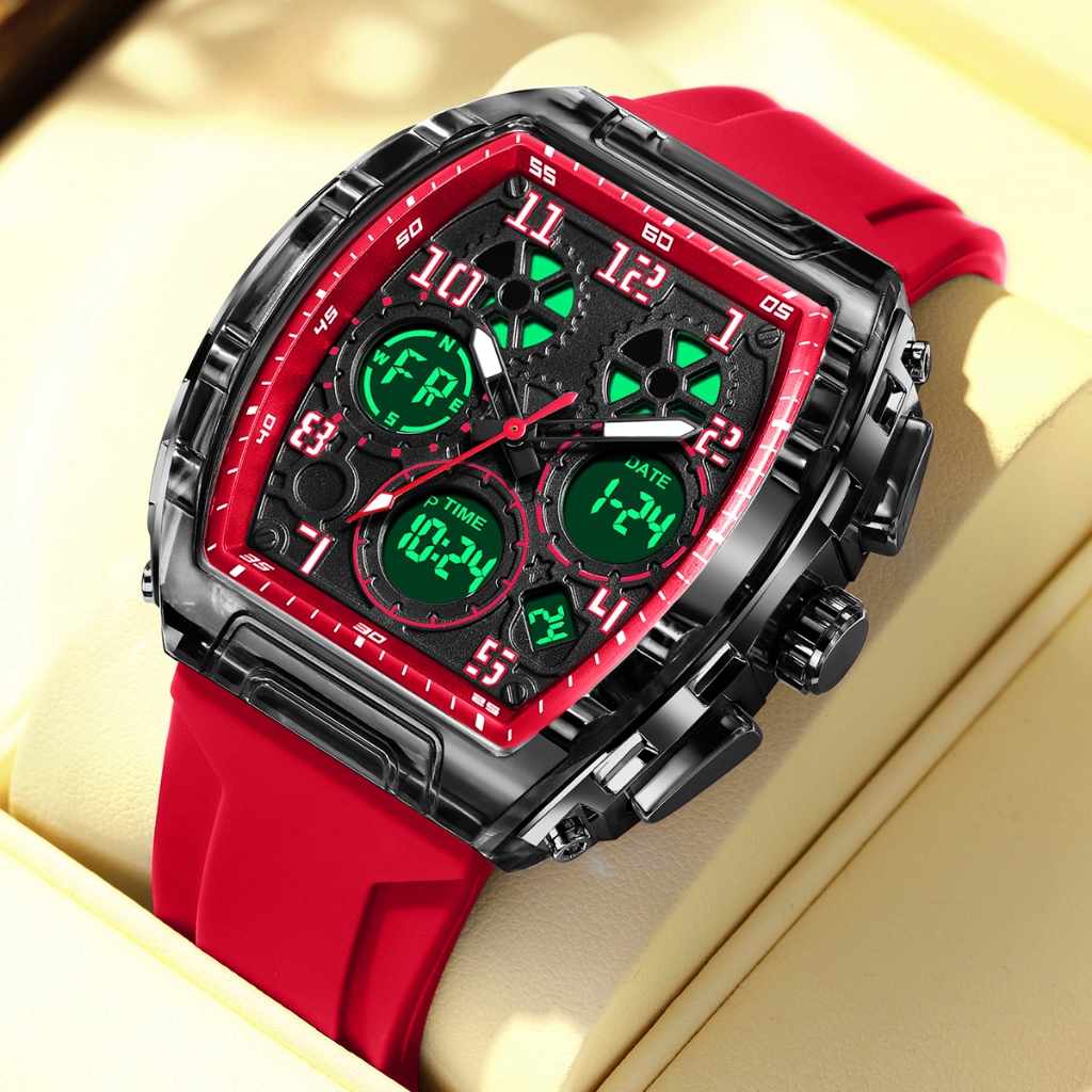 Đồng hồ bấm giờ thể thao nam chống nước FOXBOX ​Đồng hồ báo thức Đồng hồ thạch anh hiển thị kép