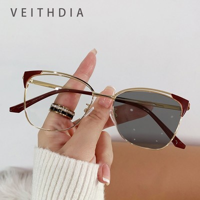Kính mắt mèo nữ thời trang với khung kim loại rỗng, công nghệ photochromic và khả năng chống ánh sáng xanh. WF9062