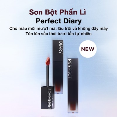 [Ra mới] Son kem lì Perfect Diary màu da Lip Powder Cream, Soft Matte Lip Gloss – Che phủ các đường vân môi, không gây khô môi và không lem Nó không dính vào cốc.