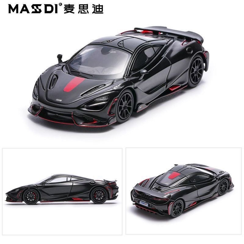 Masdi 1 / 64 McLaren 765LT Đen Samurai Xe Thể Thao Mô Phỏng Hợp Kim Xe Mô Hình Bộ Sưu Tập Đồ Trang T