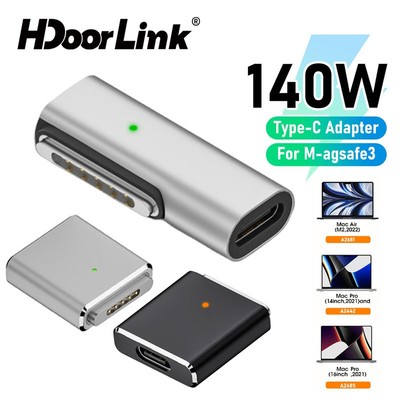 HdoorLink 140W Loại C Sang Từ 3 Sạc Adapter USB C Sang Từ 3 Sạc Adapter Đèn Báo Cho Air M2