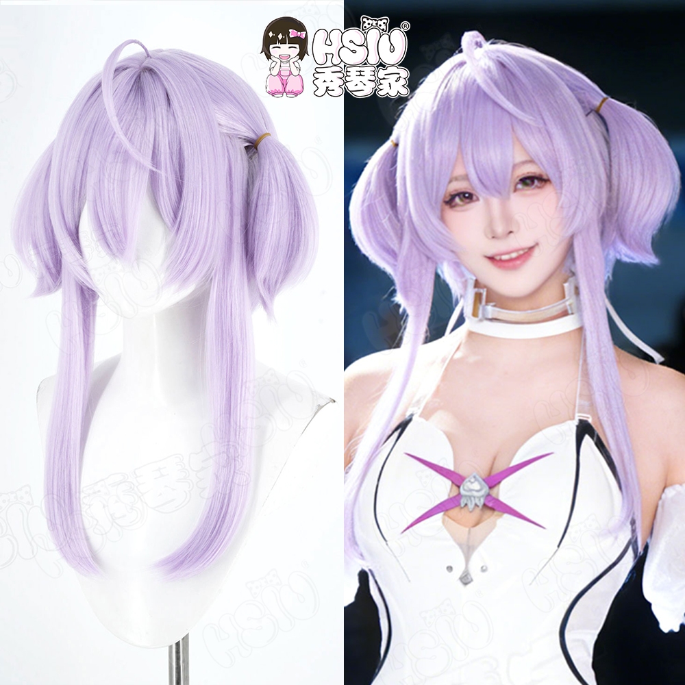 Libertyio Cosplay Tóc Giả HSIU Xám Tím Tóc Ngắn Chịu Nhiệt Tóc Giả + Mũ Tóc Giả Trò Chơi NIKKE Nữ Th